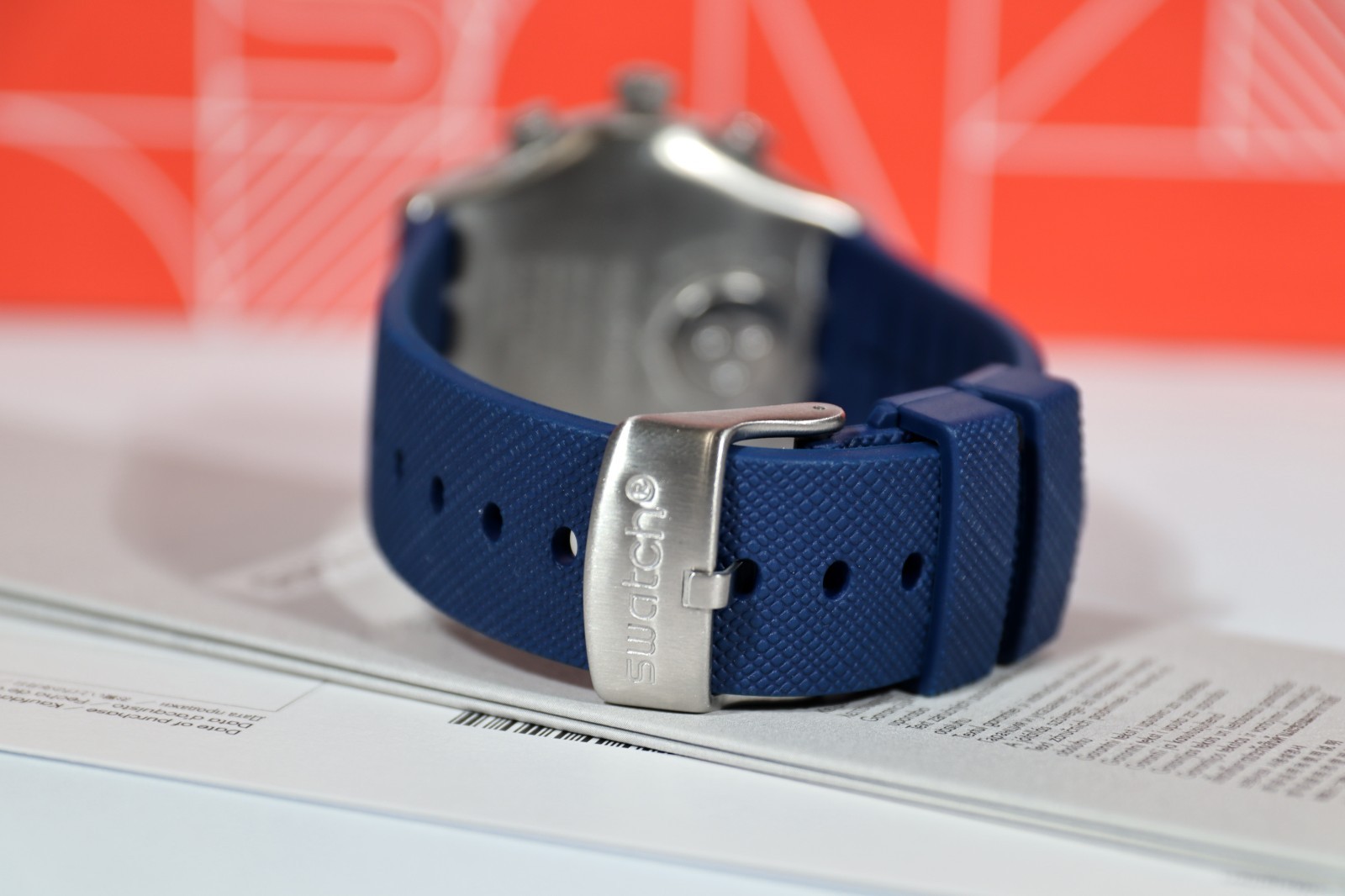 NEW Rare Swiss Swatch Irony BLAU ME ON Silicone Blue Chrono Watch 43MM YVS435
