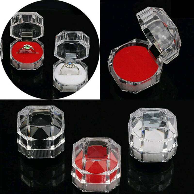 Wholesale 1/5/10/20Pcs Plastic Clear Crystal Jewelry Ring Display Storage Boxes