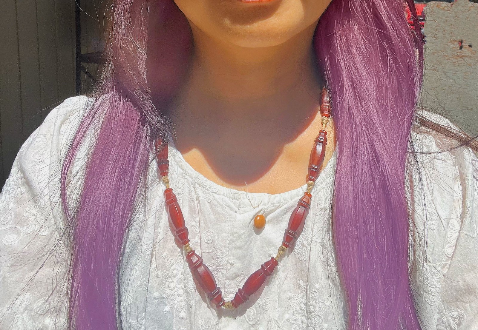 Natural Old Agate Vintage Tribal Bead Necklace | DIY Estate Jewelry Collectible