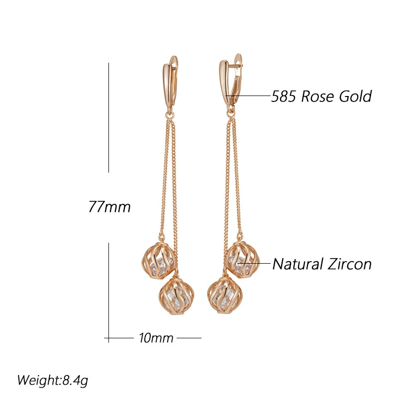 Elegant luxury earrings drop earrings 585 RG rose gold rose gold with zircon 8.4g