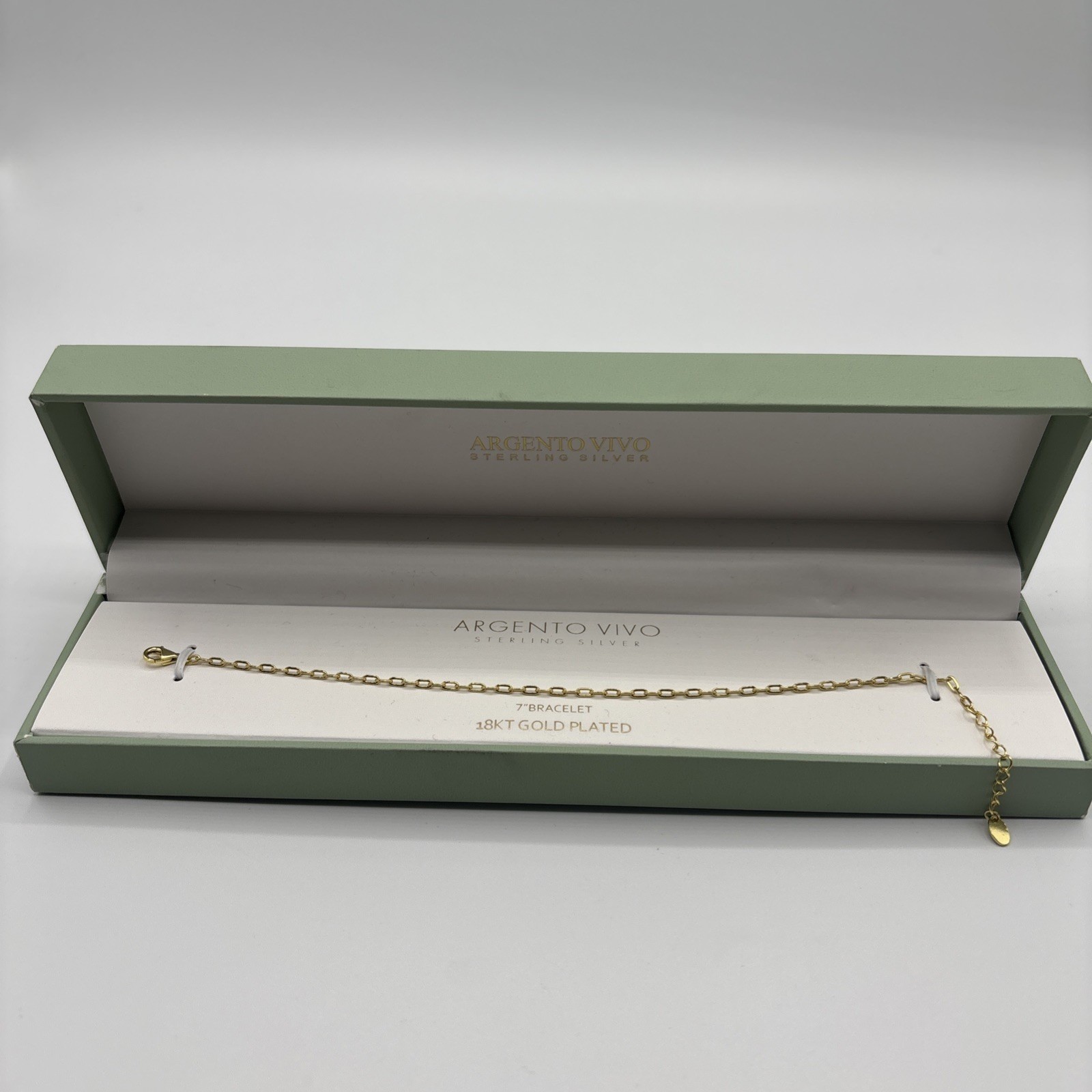 Argento Vivo Sterling Silver Women’s Gold Chain 7″ Bracelet – New In Box