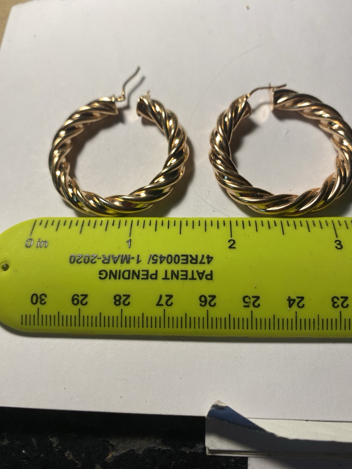 Milor Italy Twisted Large Hoop Earrings Bronze Rose Gold Plate 1-5/8”