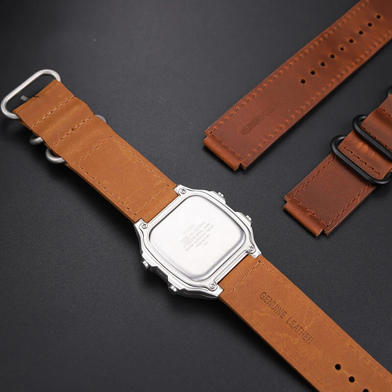 Retro Leather Watch Strap For Casio AE-1200WH A159W-N1 A168 AE-1200WH/1300/1000