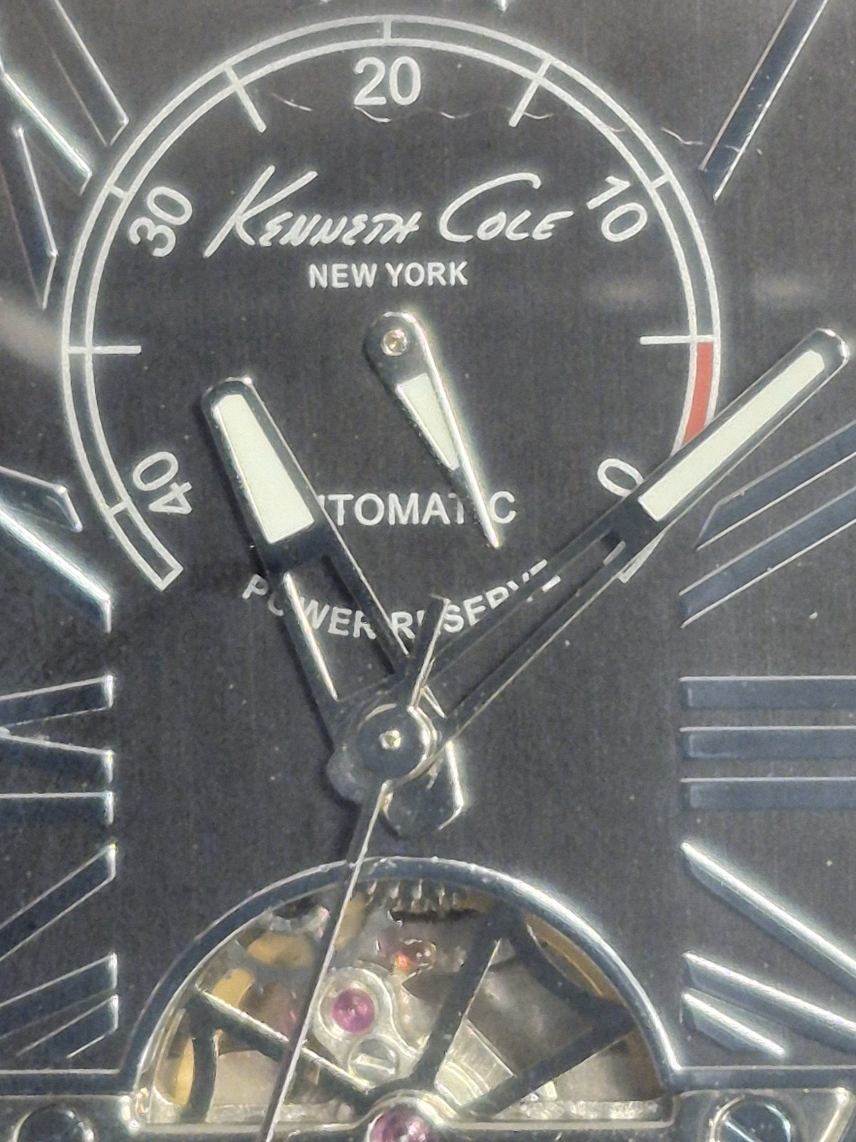 Kenneth Cole KC1982 NY Men’s Power Reserve Indicator Automatic Open Heart Watch