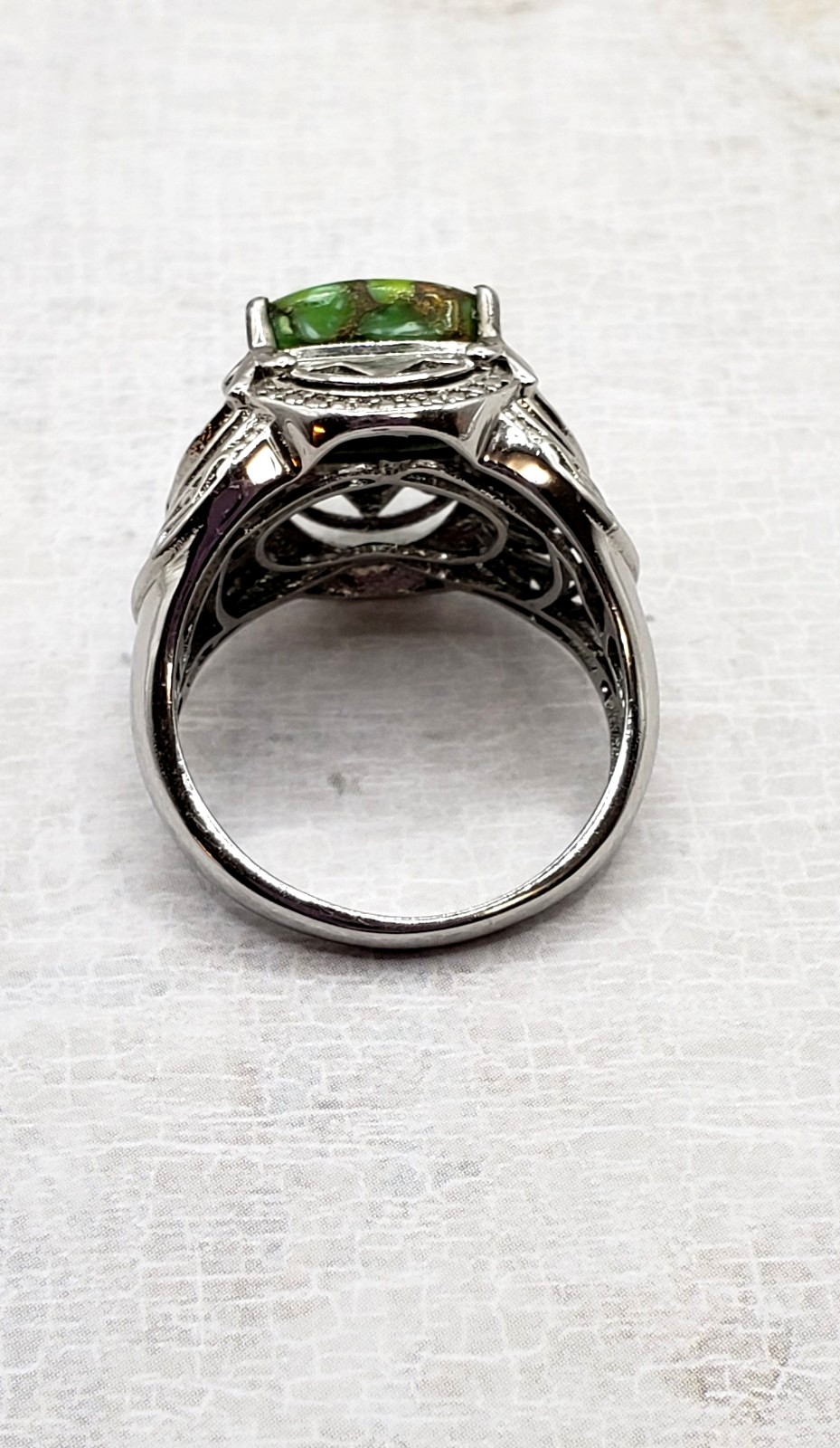 STS Karis Signed Contemporary Square Green Mojave Turquoise Ring Sz 10