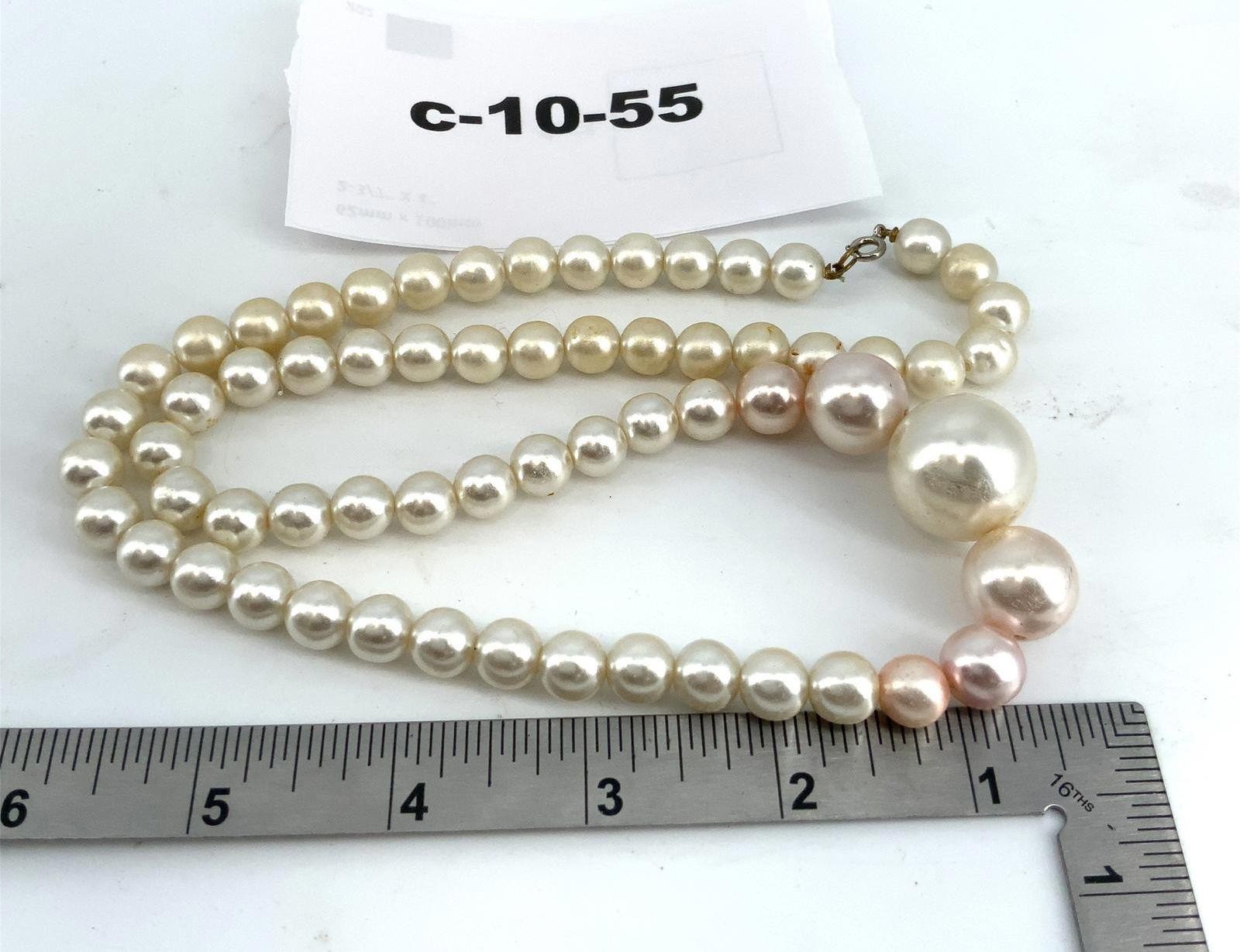 Vintage Faux Pearl Graduated Necklace Cream Pink Champagne Mid Century Choker