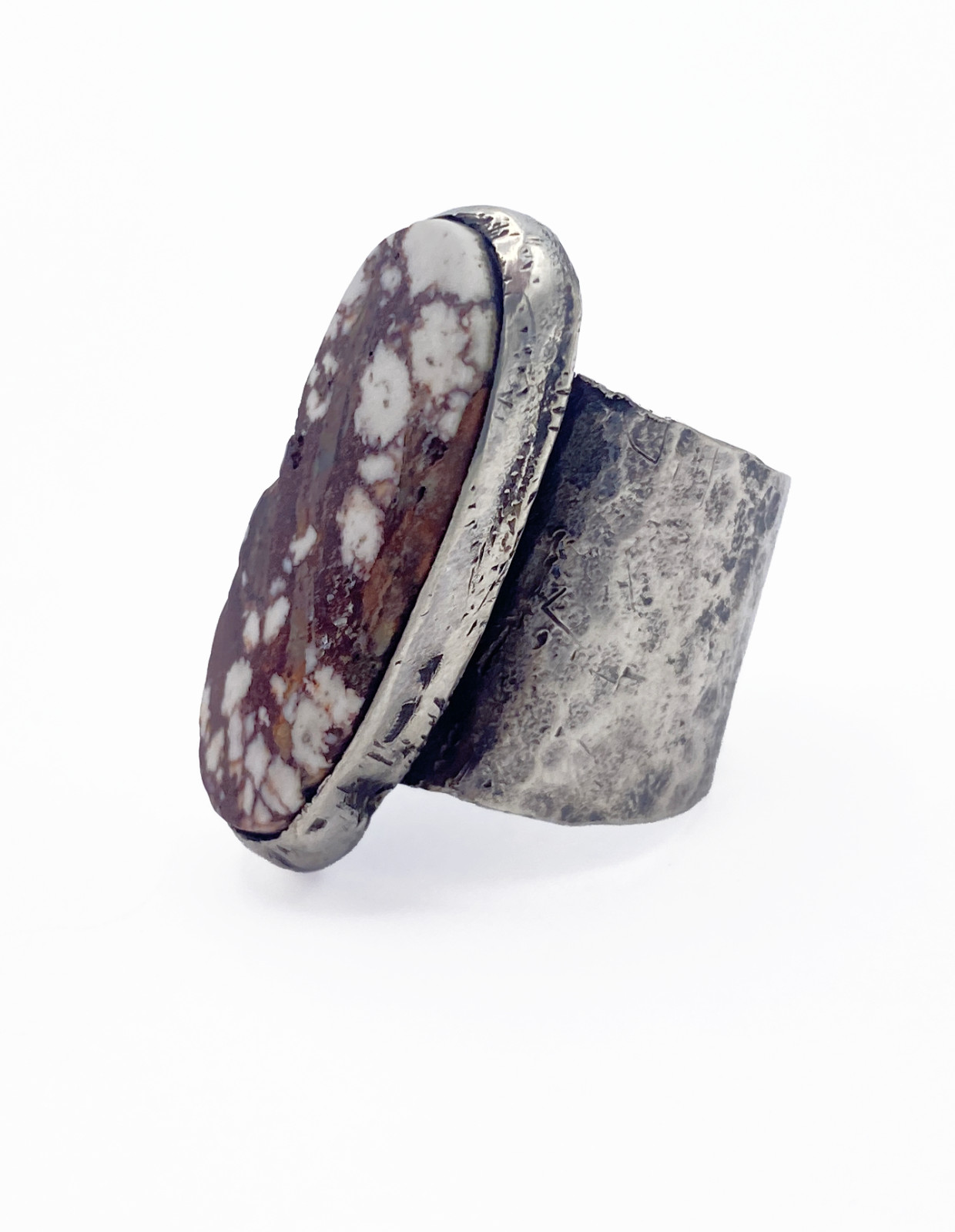 Wild Horse Jasper Sterling Silver Statement Ring Size 5 Brown White Artisan