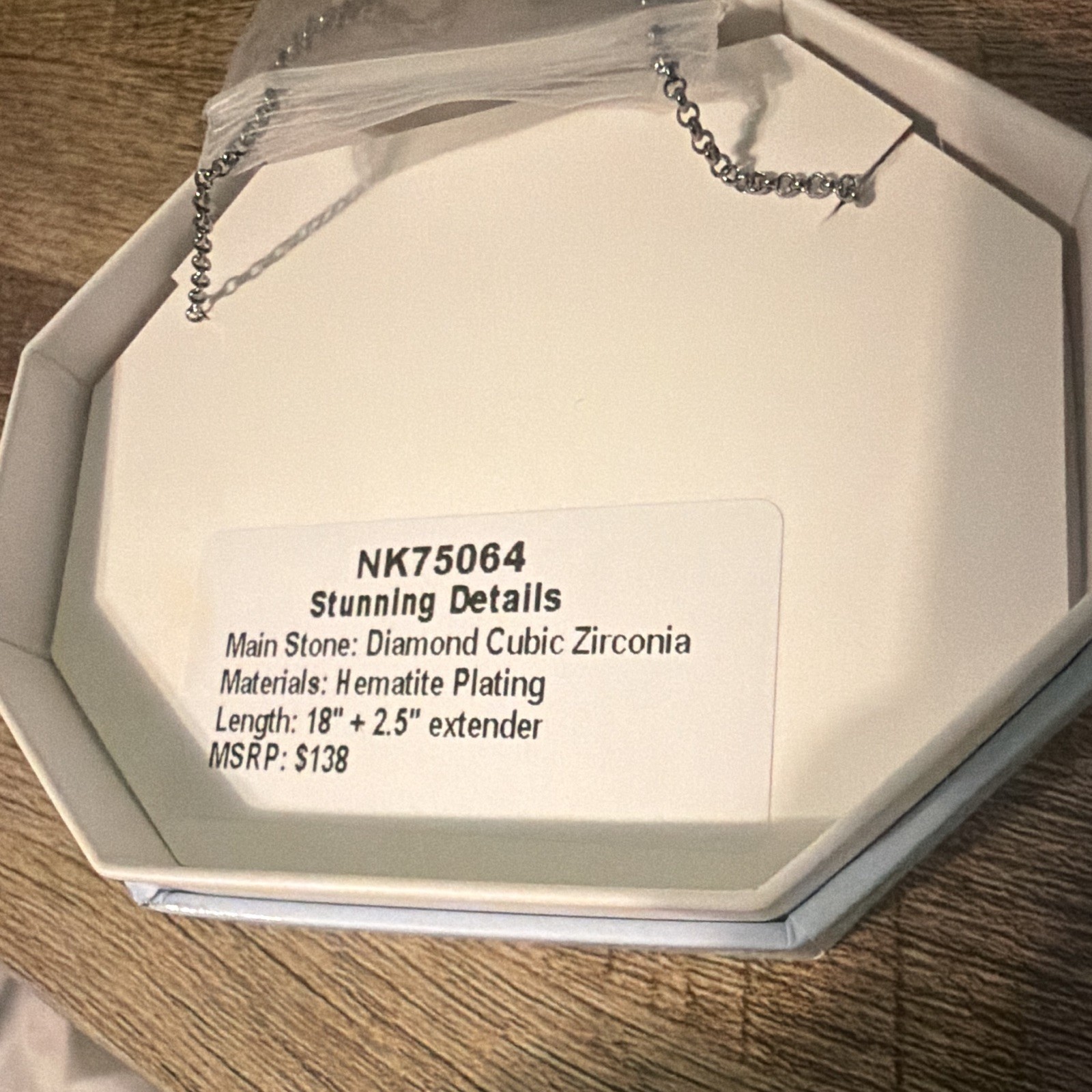 BP OG “Stunning Details” NK75064 Necklace White CZ on Hematite Plating 18″