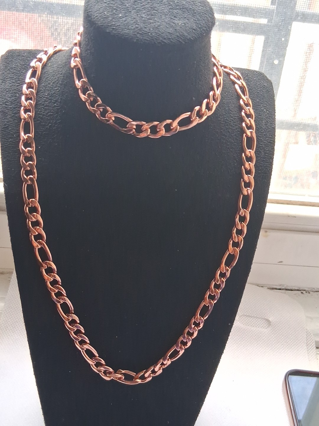 Curb Chain Choker Necklace 20-22 inches And Bracelet Set 7.50-9.0in) In lON