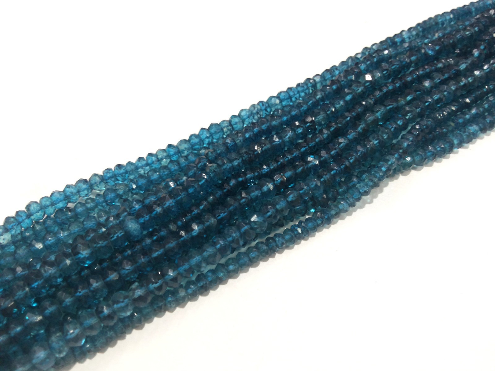 1 Strand Natural London Blue Topaz Rondelle Faceted 3-4mm Beads 12″inch