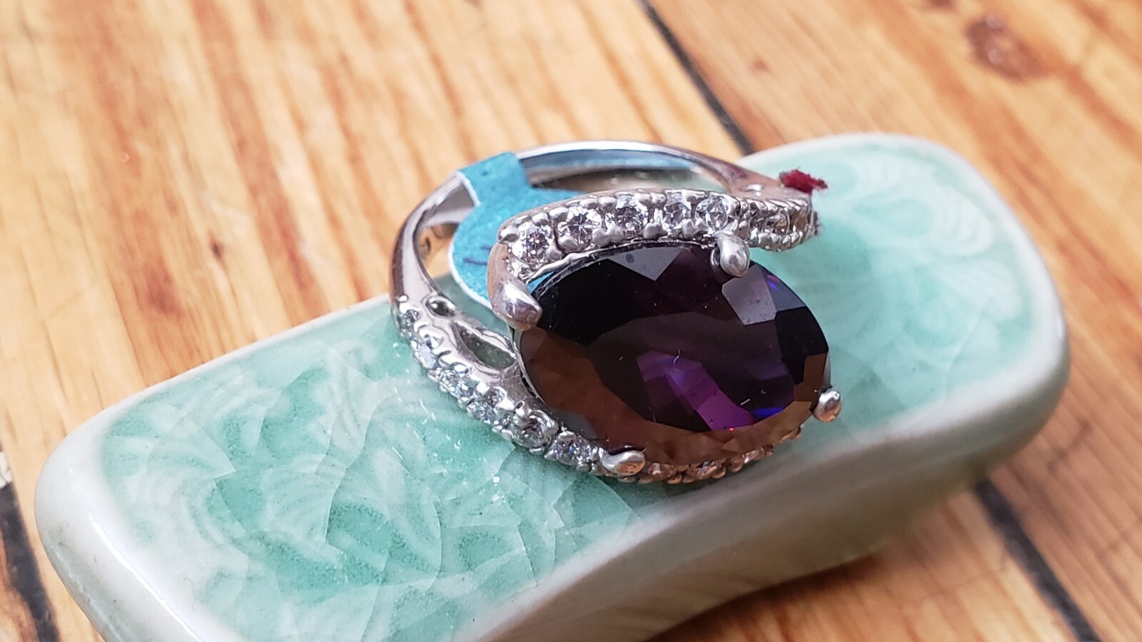 Sterling Silver 925 CRYSTAL RING #7, 8.8 grams-AMETHYST