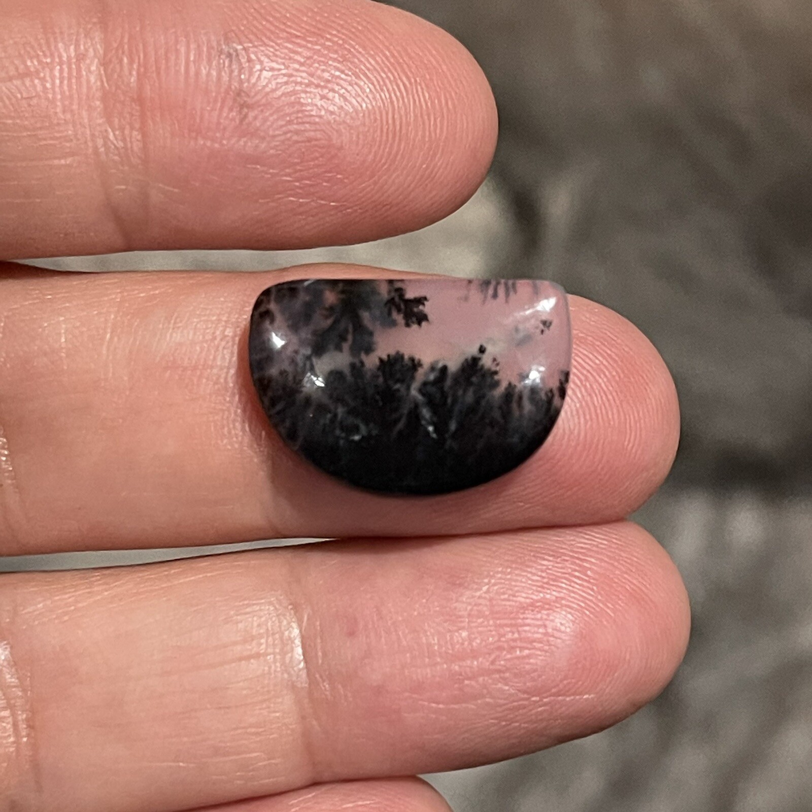 7ct 19.3x13x4mm Fine Dendritic Agate Smooth Cabochon Loose Picture Stone