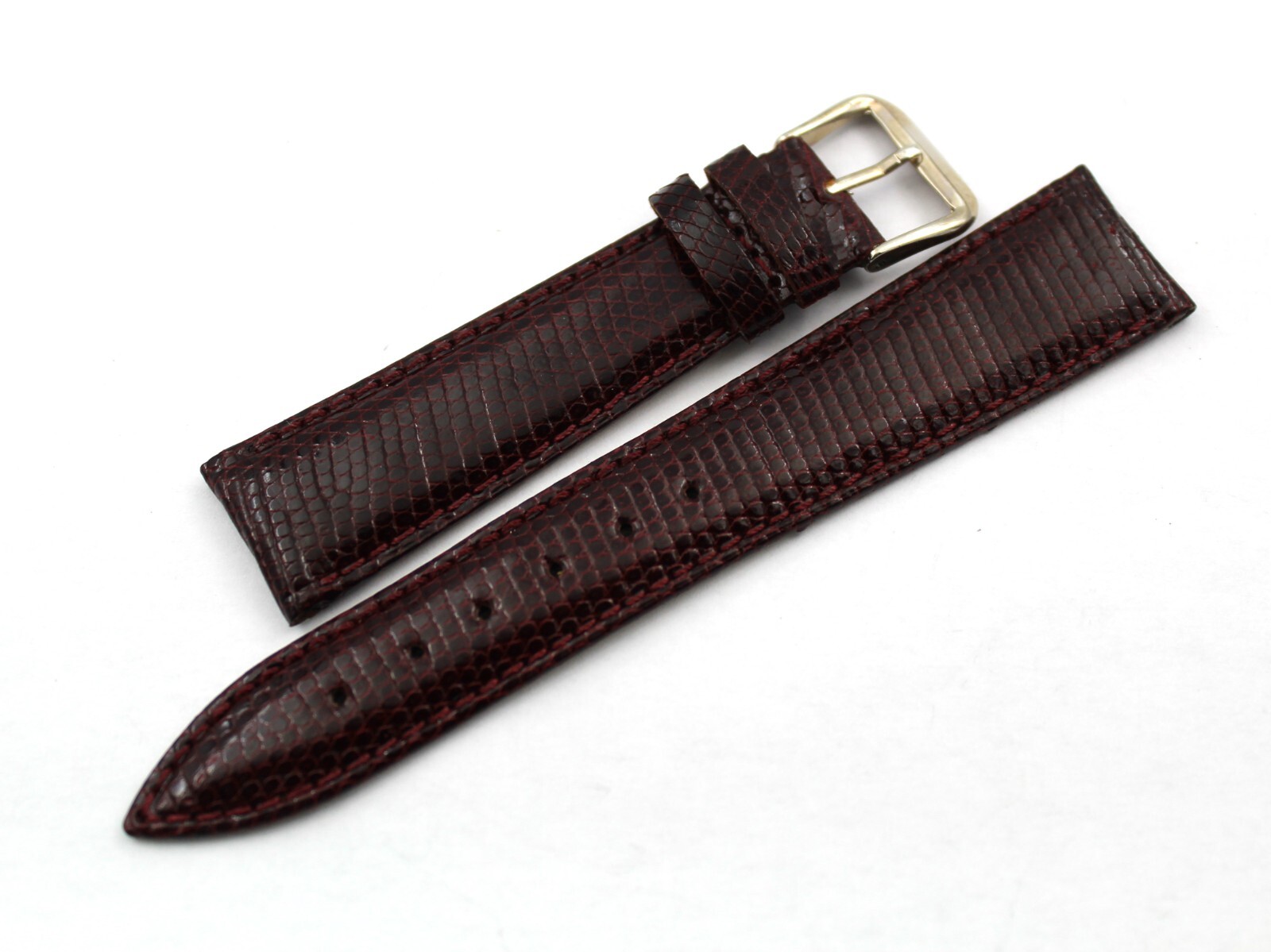 Genuine Bordeaux Lizard Leather Straps Shiny Various Sizes Steel Buckle New
