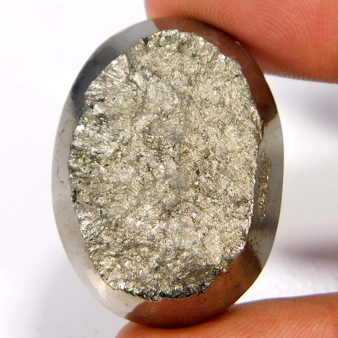 Natural FABULOUS Pyrite Druzy 121.85Cts. Oval Cabochon Loose Gemstone