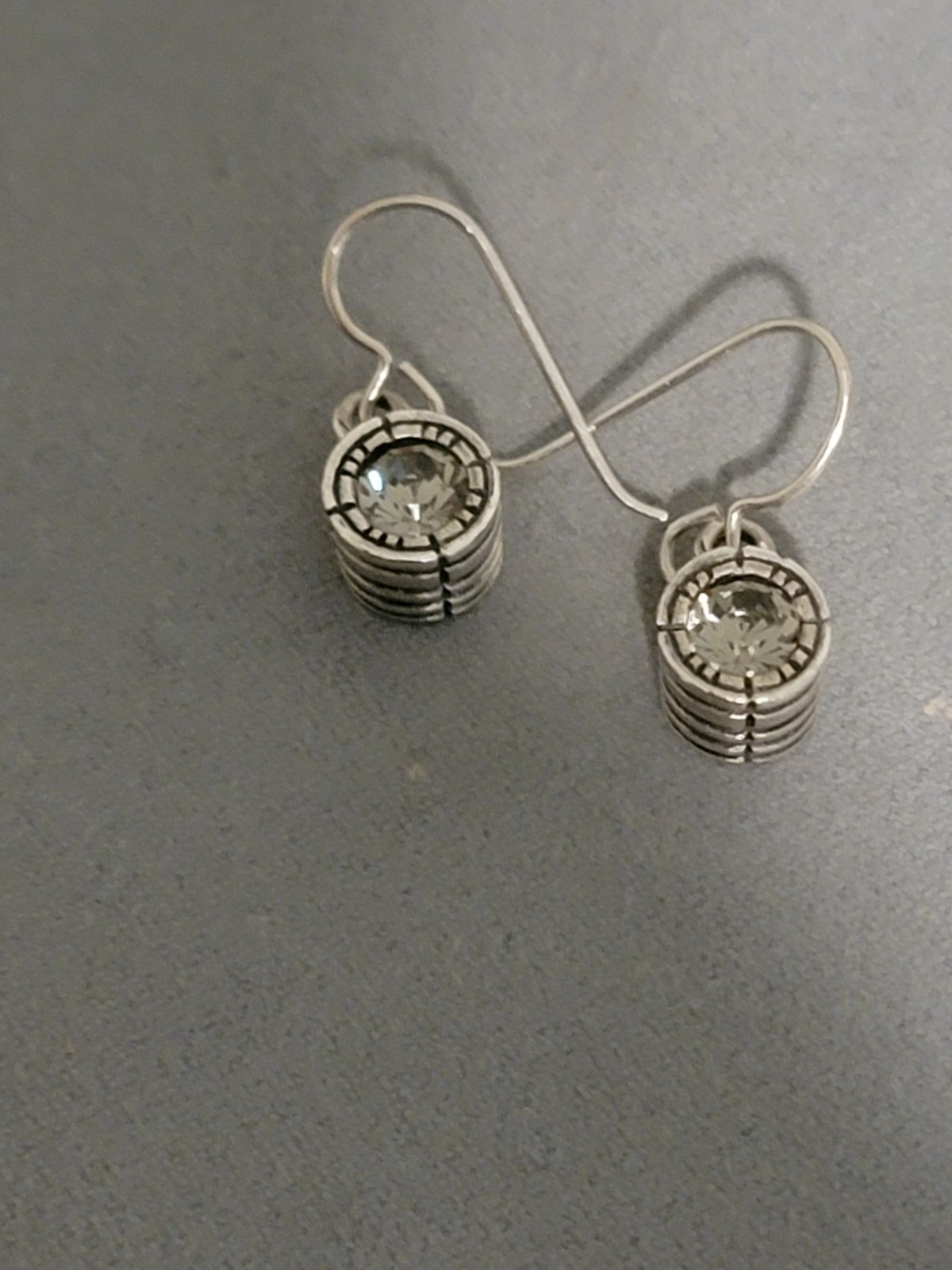 Patricia Locke French Wire Silver Tone Clear Crystal Earrings