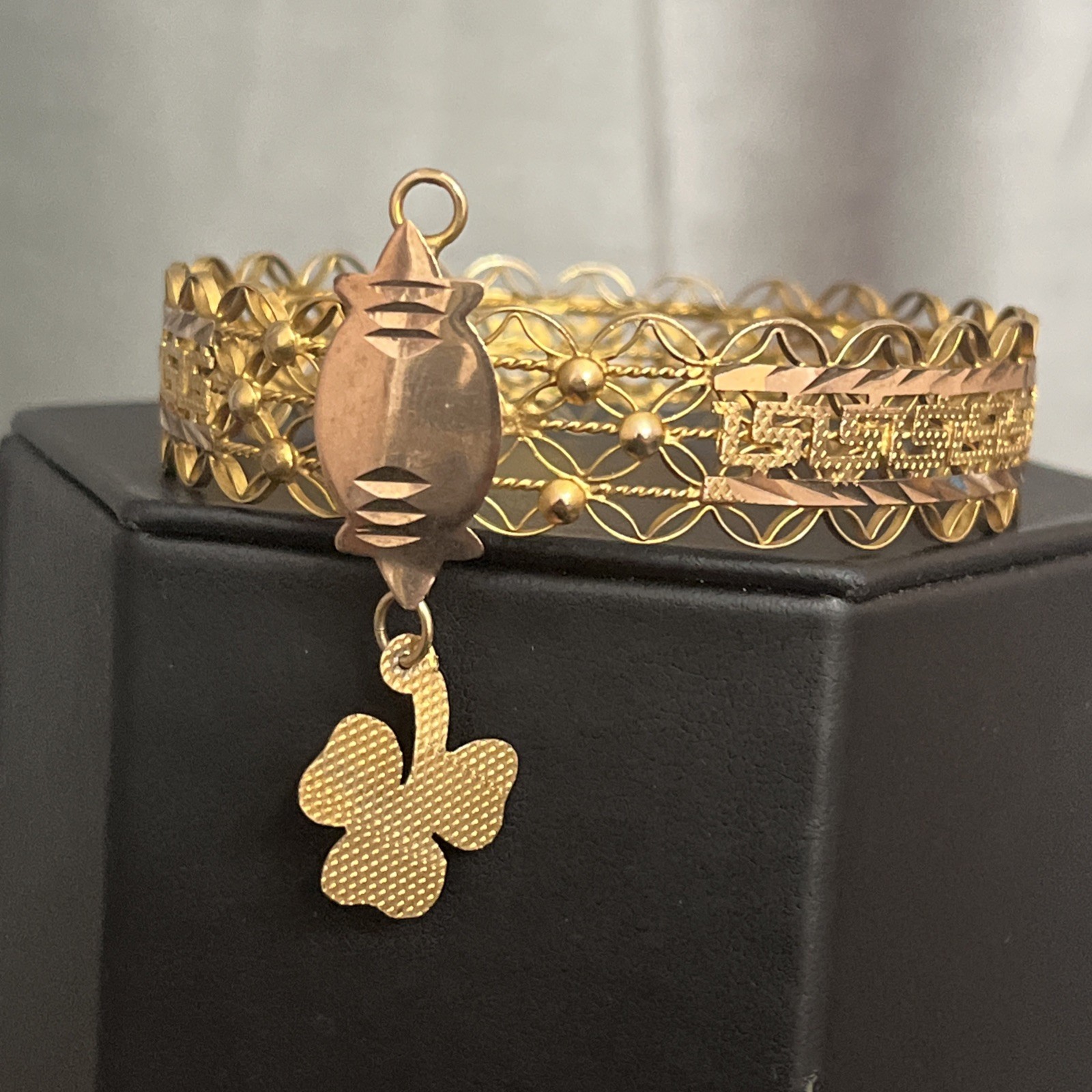 Antique Victorian Etruscan Gold Filled Greek Key Bangle Wedding Love Bracelet