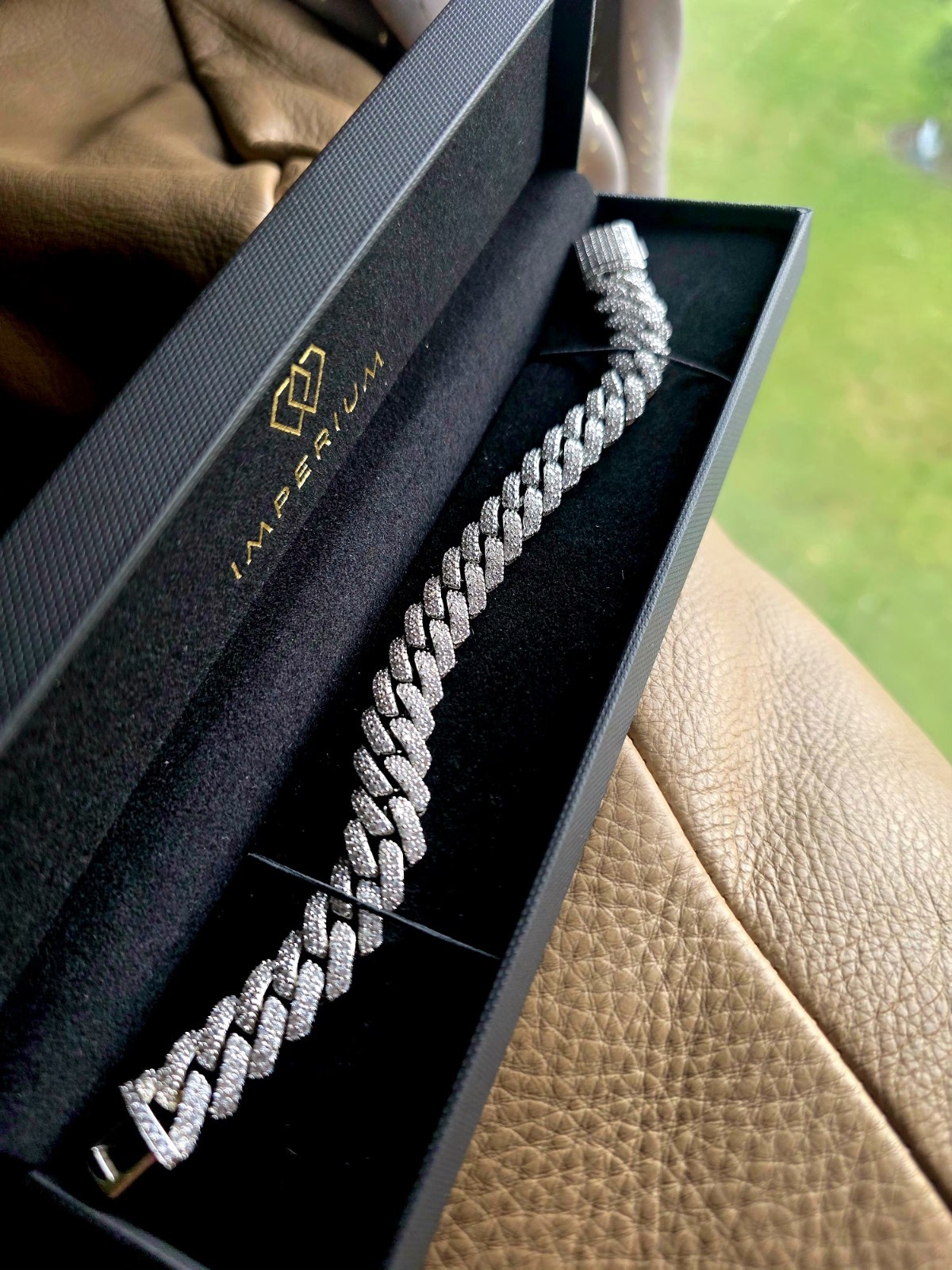 Imperium Men’s Silver Tone Cuban Link Chain Bracelet with Box Clasp Closure