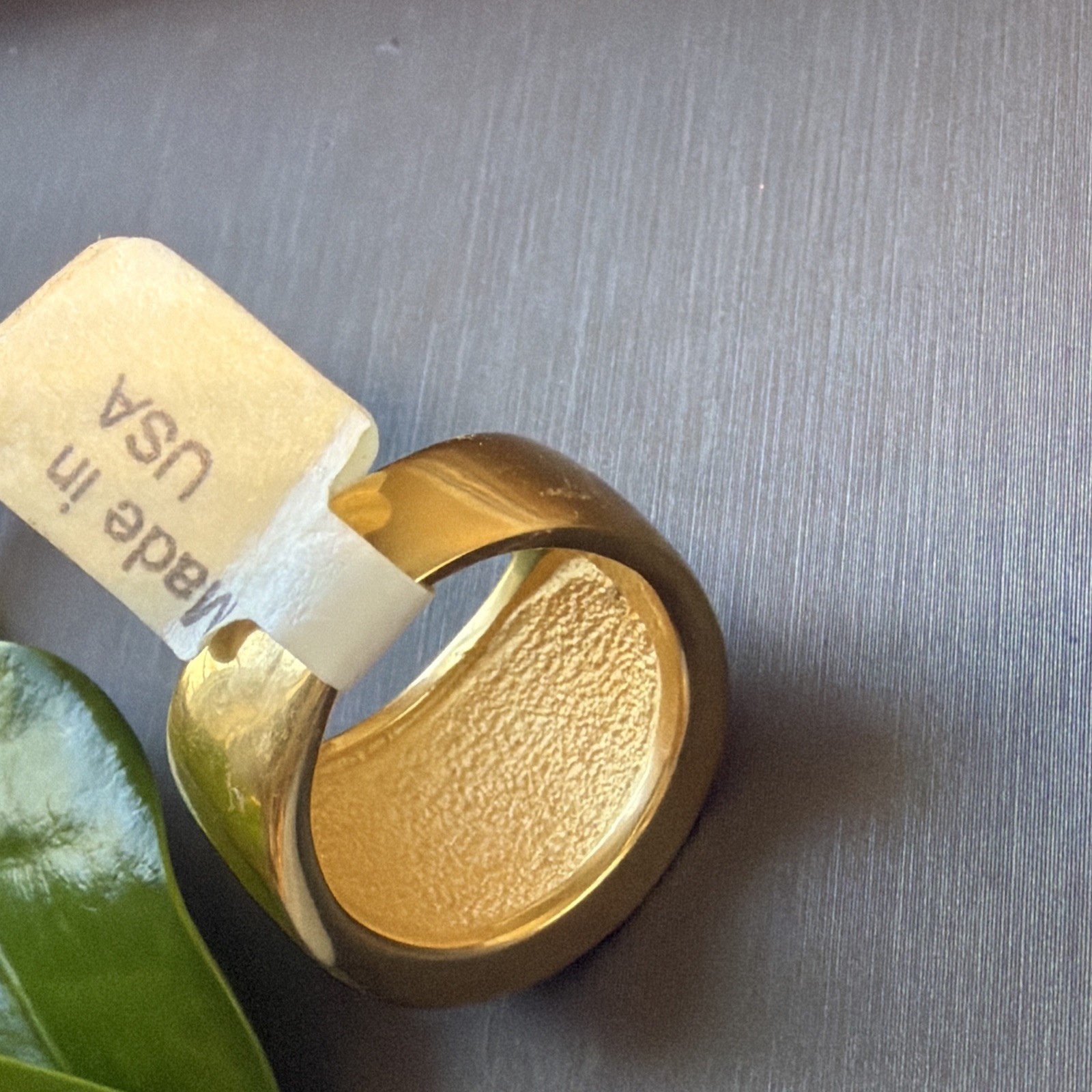 Vintage Gold Plated Wide Band Ring Sz 7 Scrolls Etruscan Revival Estate USA Made