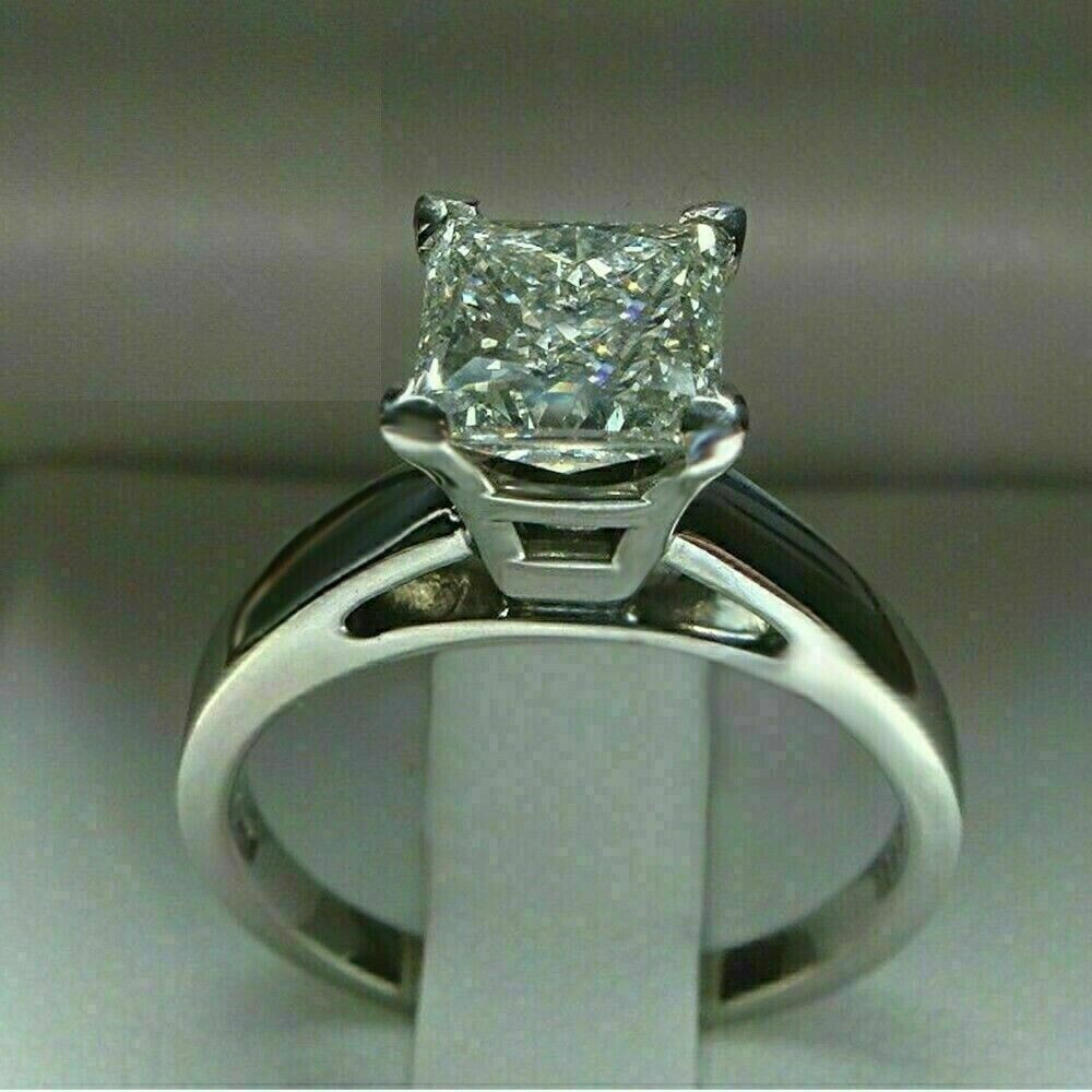2Ct Lab-Created Diamond Engagement Wedding Solitaire Ring 14K White Gold Finish