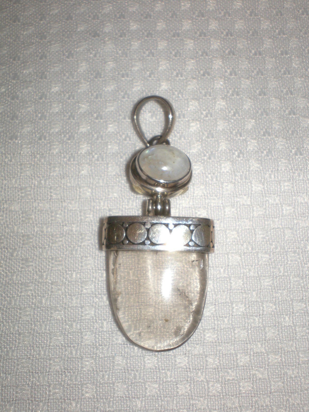 925 Sterling Silver Rutilated QUARTZ & Moonstone Pendant 15.0 gram ~ 2″ long