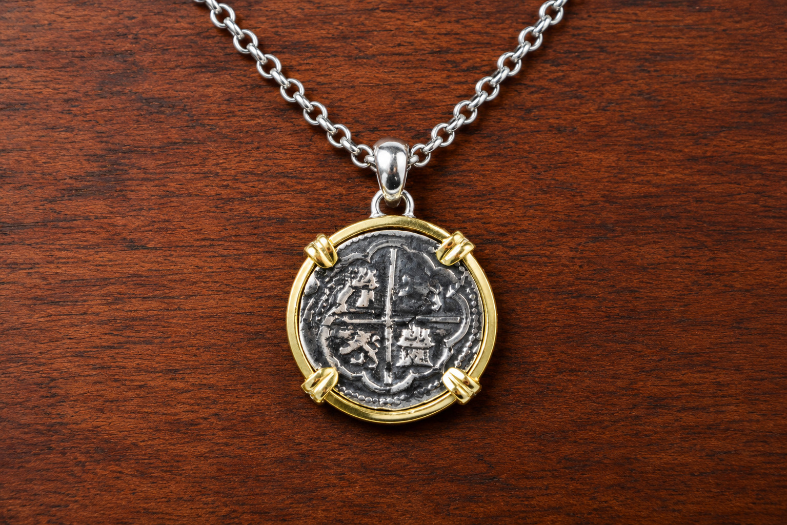 Atocha Style Shipwreck Coin Pendant 33 Carats 925 Sterling Silver