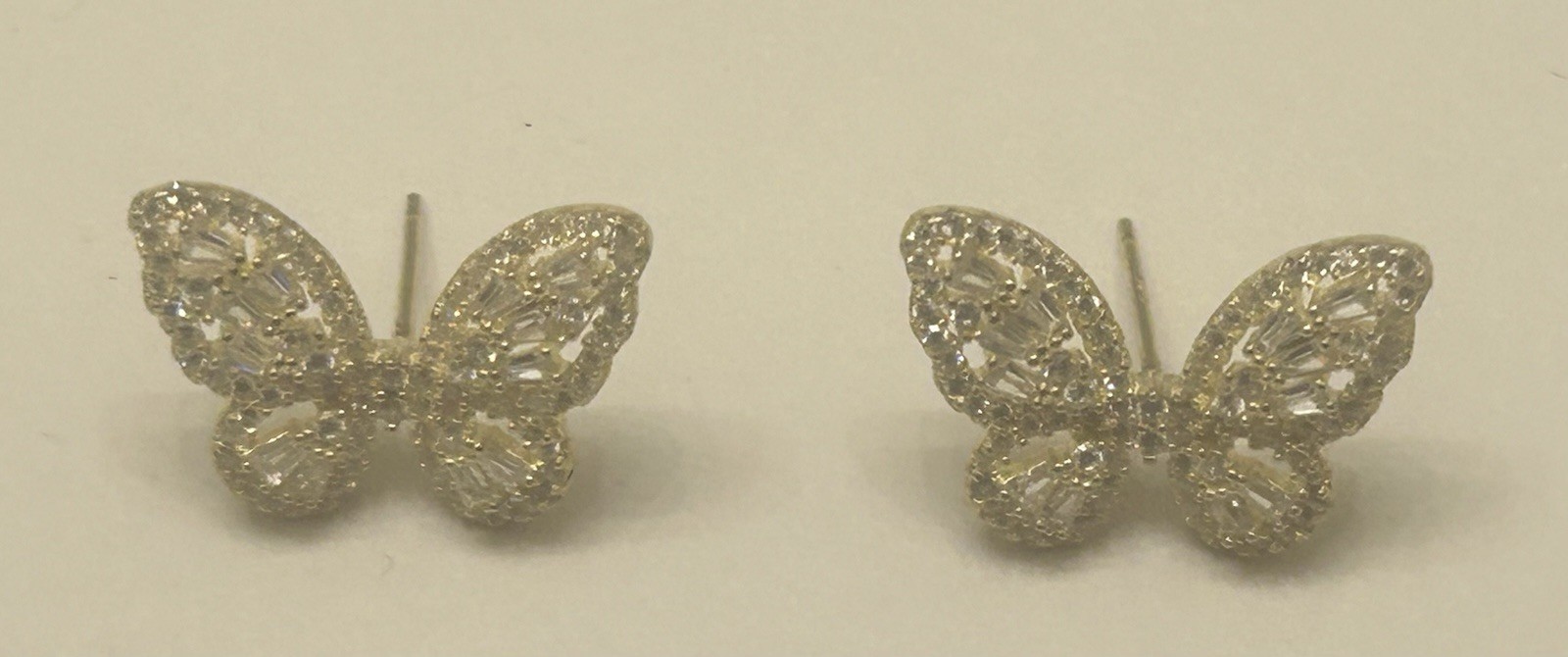 Fuzion Creations (FZN) Sterling 925 CZ Gold Tone Butterfly Earrings