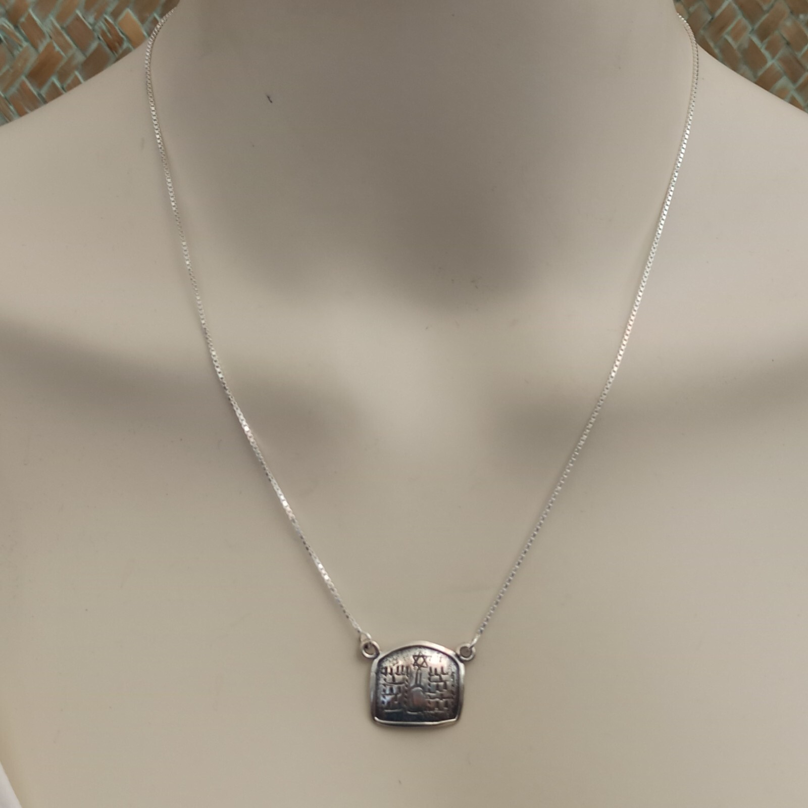 Vintage Star of David Necklace 90s Israel Artisan Silver 925 Judaica Gift Box 19