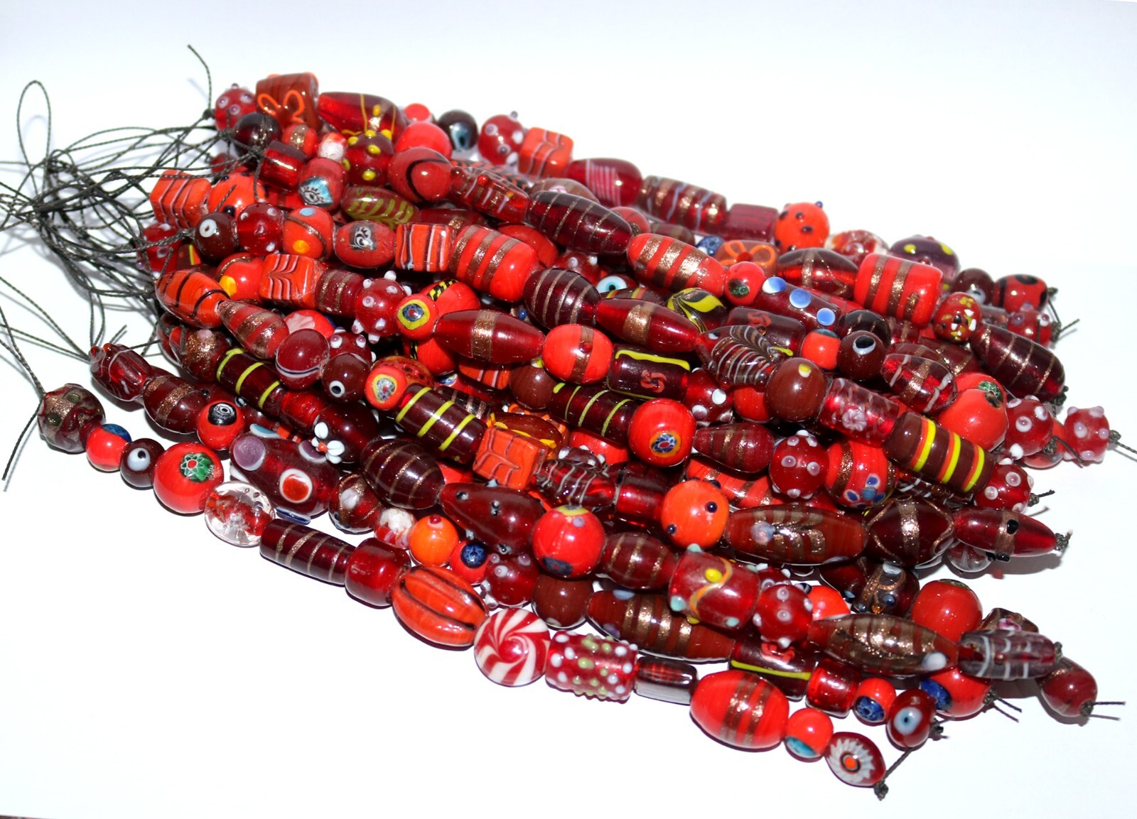 30 strands lot Lamp work Beads, 5 each in 6 color combination, Handmade Glass