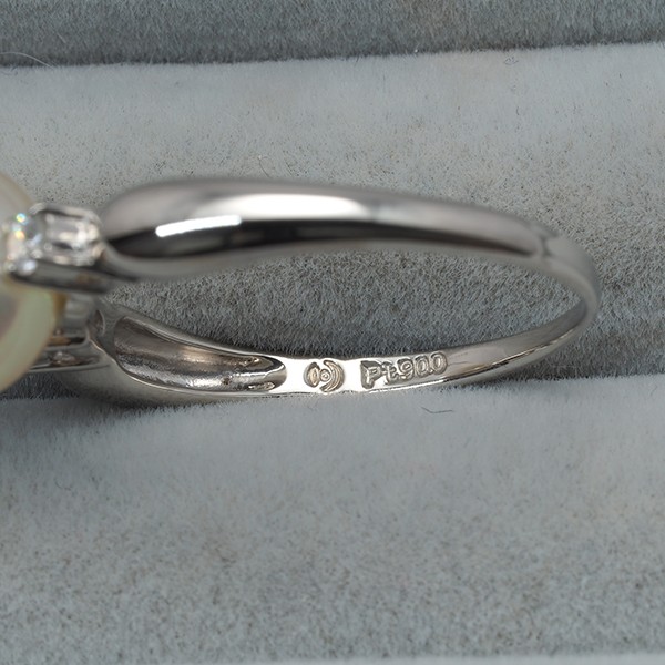 Auth TASAKI Ring Akoya Pearl 8.5mm Diamond 0.09ct Solitaire US6-6.25 Pt 900
