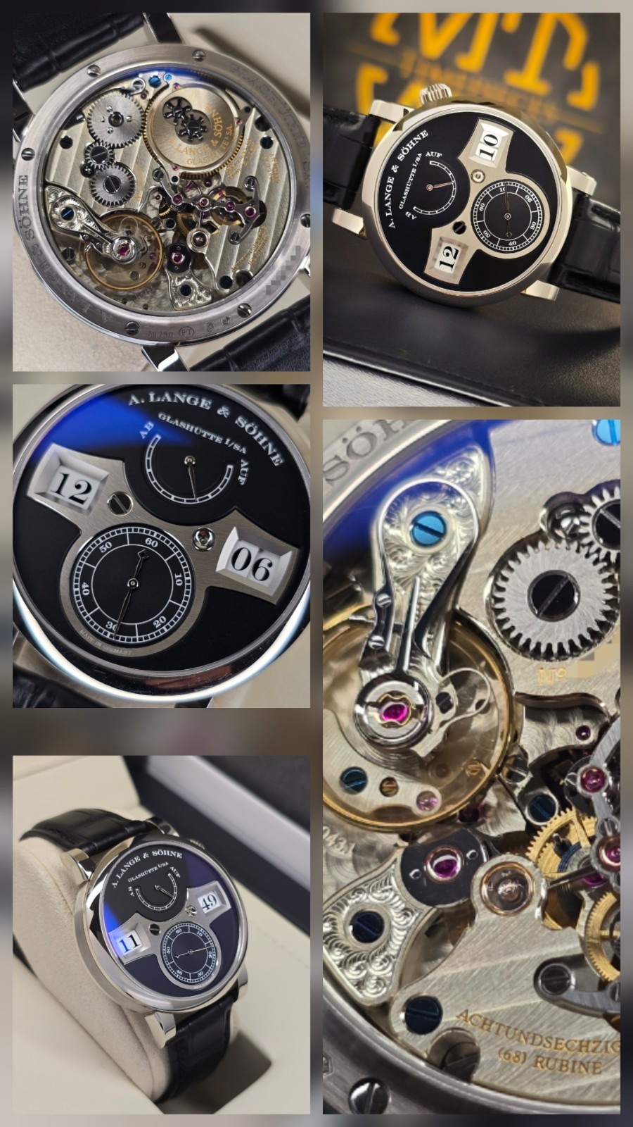 A. LANGE & SOHNE ZEITWERK 140.029 41.9MM 18K WHITE GOLD BLACK DIAL B&P