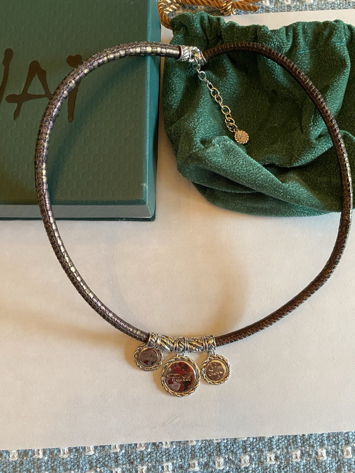 Jai Brown Leather Cord Necklace with sterling silver coin drops.