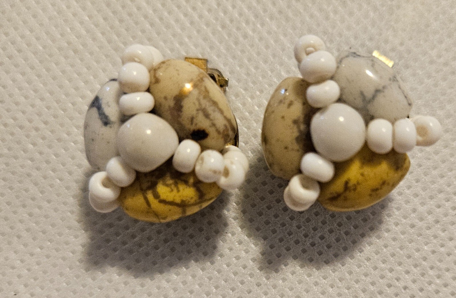 Vintage Beaded Clip On Earrings Statement Fashion Jewelry