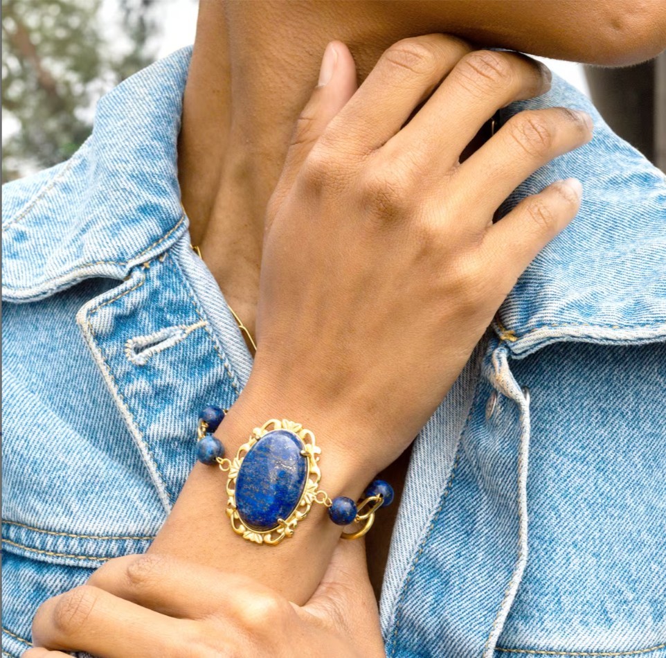 Lapis Lazuli 13.00 ctw Bracelet in ION Plated YG Stainless Steel (7.50-9.0In)