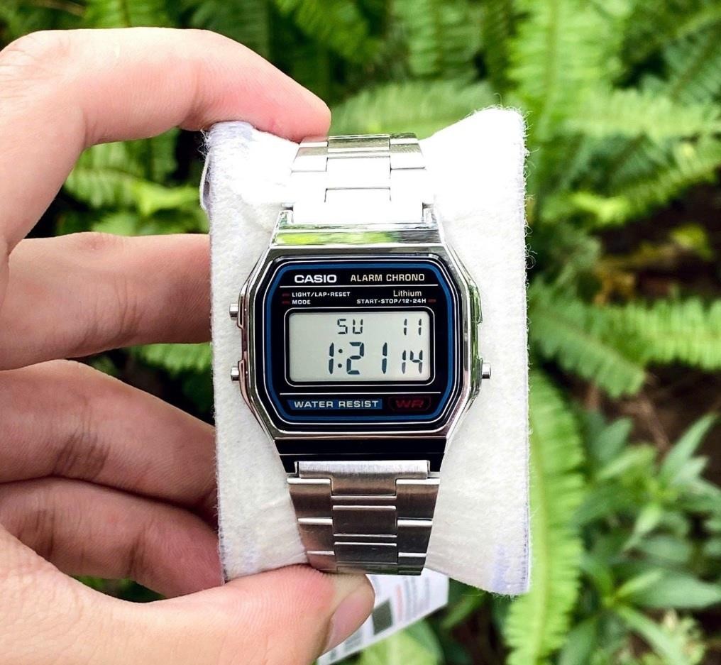 Casio A158WA-1D Vintage Series Digital Stainless Steel Quartz Unisex Retro Watch