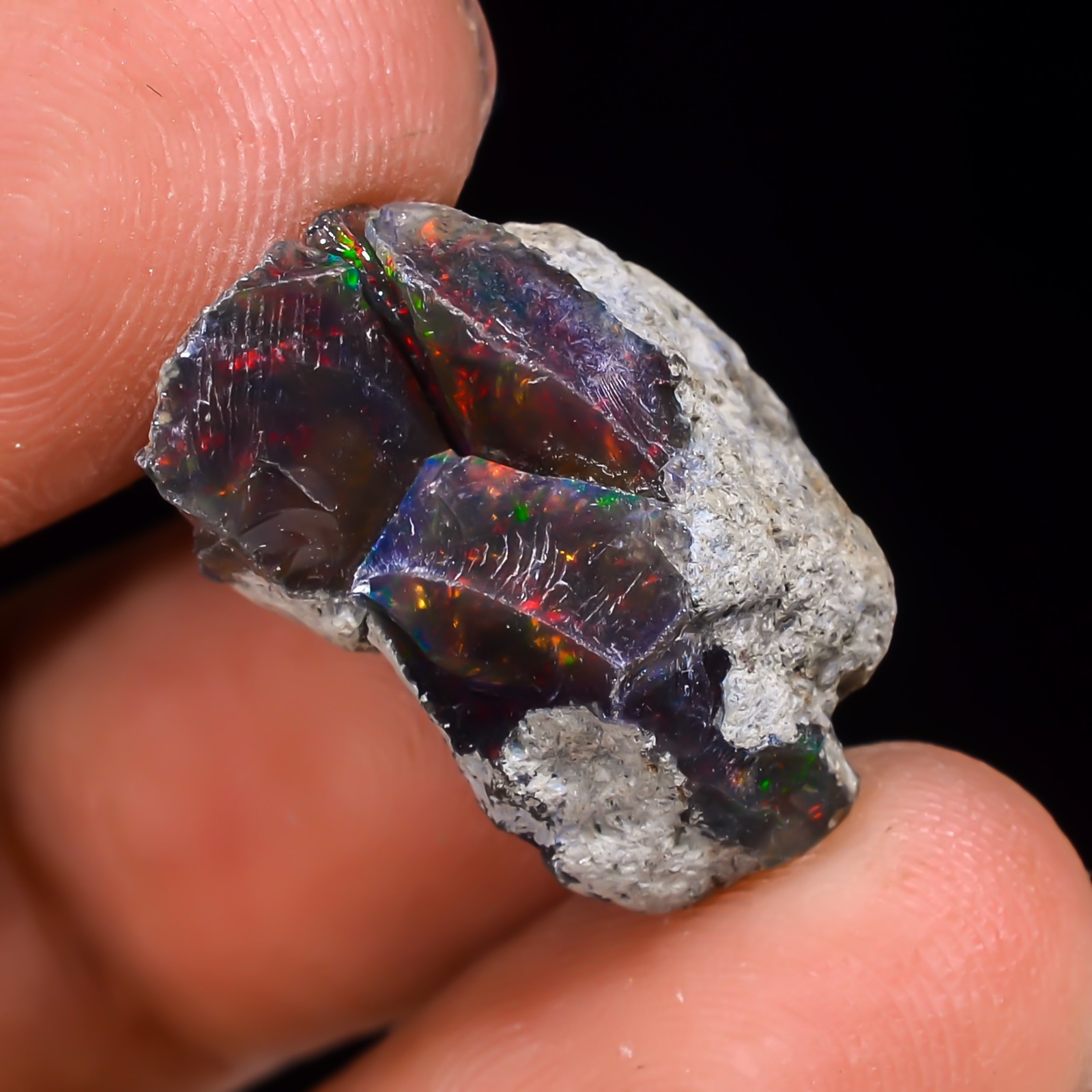 11ct Natural Black Opal Rough Ethiopian, Fire Opal Gemstone, 20×12 MM Welo Opal