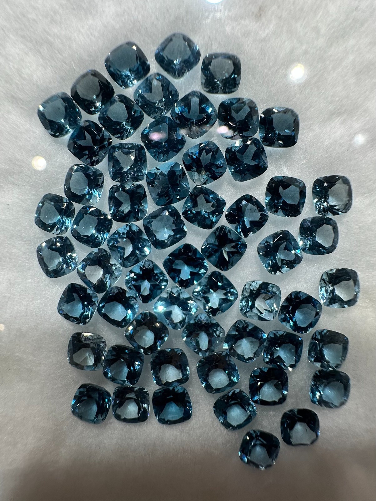 Natural Blue Topaz London Faceted Cushion Cut Loose Gemstone 5X5 MM For Making