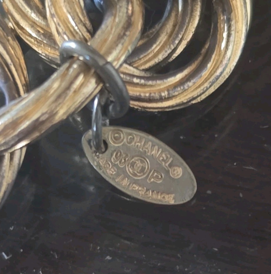 VTG CHANEL double twisted link logo bracelet LAGERFELD SPRING 93 AUTHENTICATED