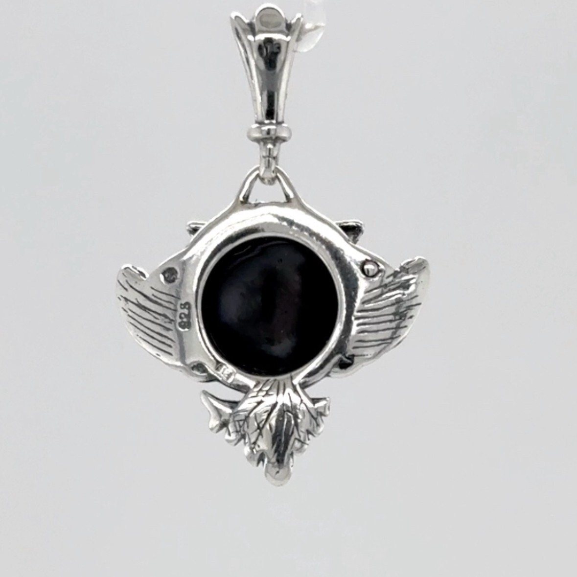 Green BALTIC AMBER Smart Owl Pendant 925 STERLING SILVER Poland #3512e