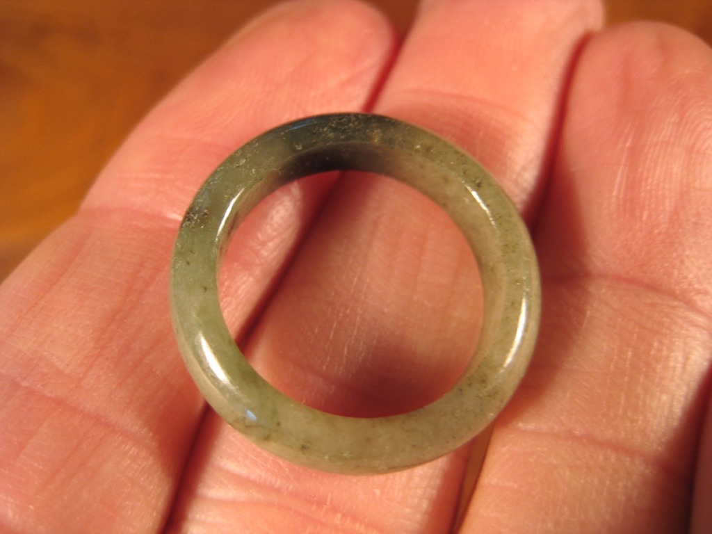 Natural Grade A Jadeite Jade ring stone mineral carving Size 6.5 US A705