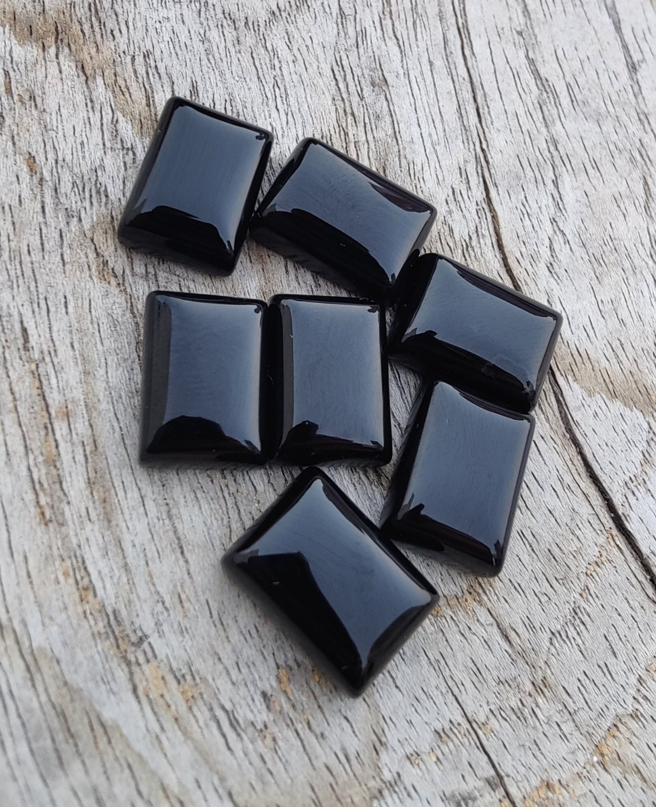 AAA Black Onyx Rectangle Cabochon Natural Polished Gemstone For Jewelry