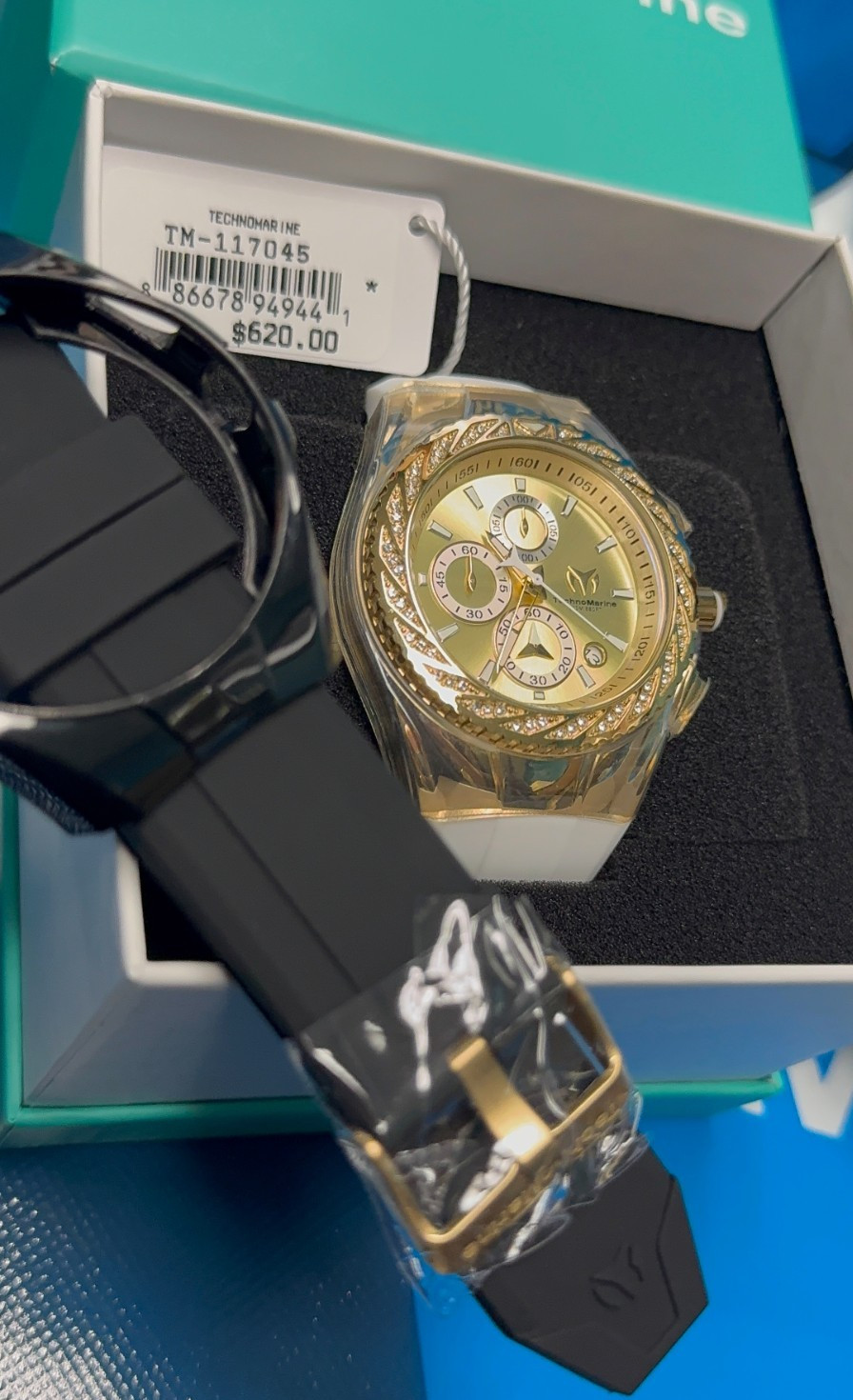 TechnoMarine TM-117045 Special Edition Cruise Gold with Stones 2 Straps 2 covers