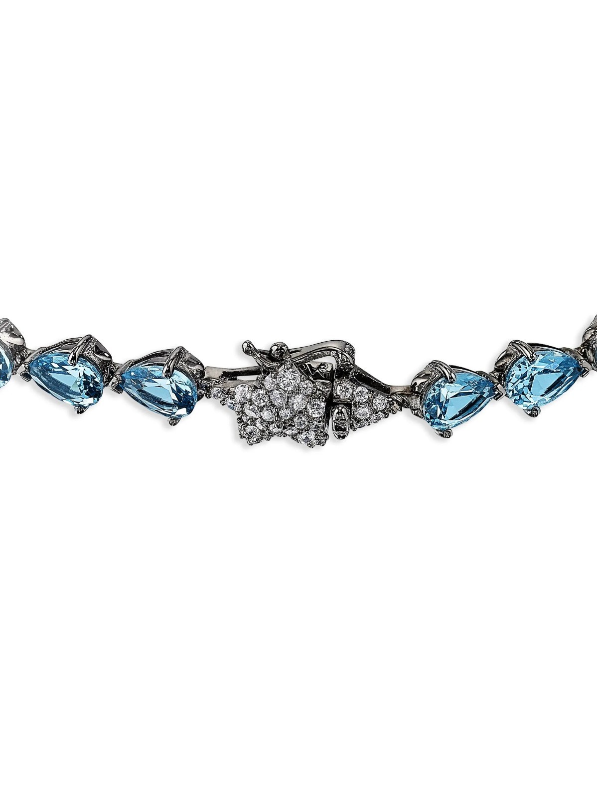 Blue Sapphire And Aqua 925 Sterling Silver Tennis Weeding Gift Necklace