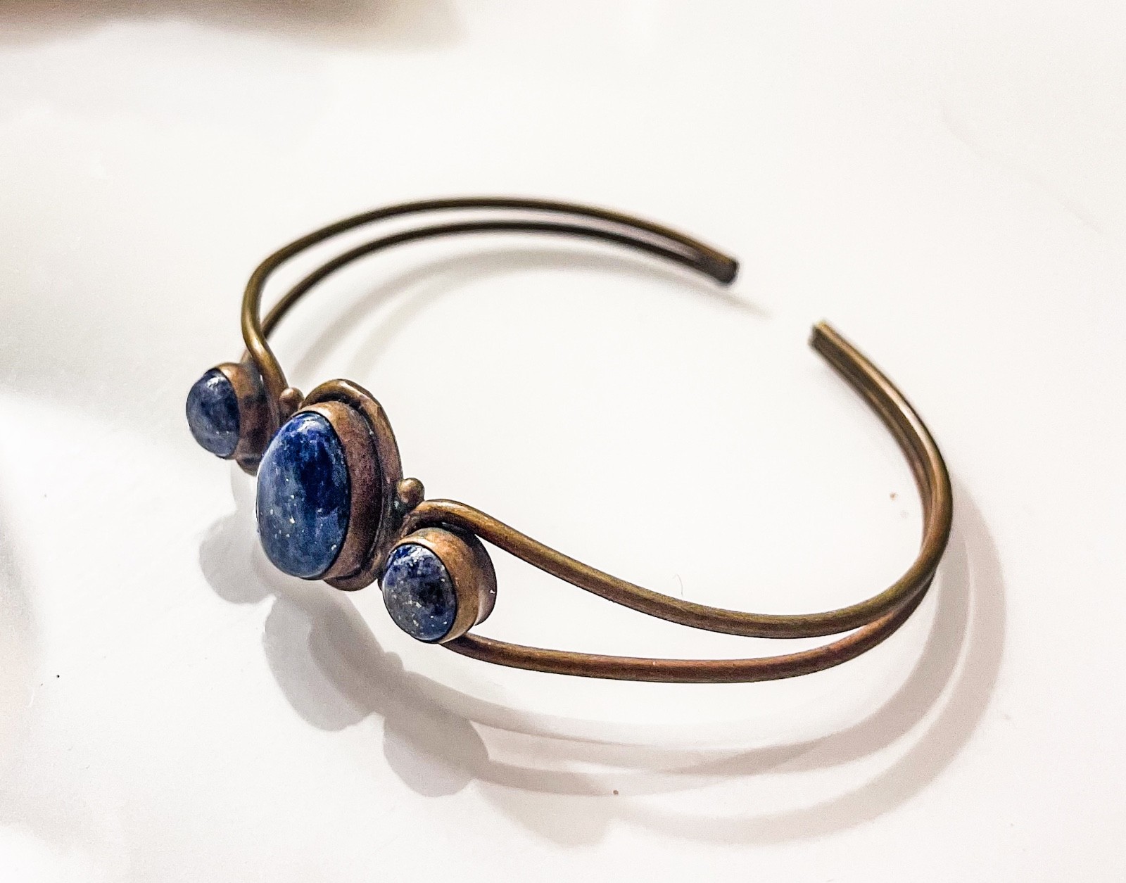 Boho bracelet gold anf lapiz lazuli ethnic handmade