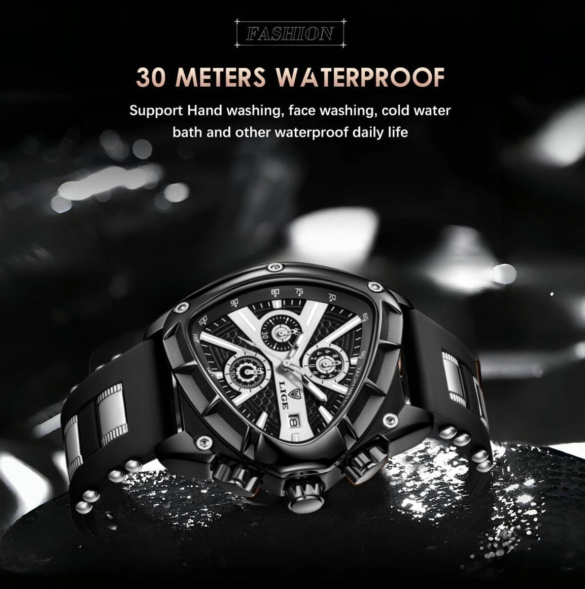 Waterproof Men Watch Big Dial Quartz Analog Luminous Date Sport Male Wristwatch