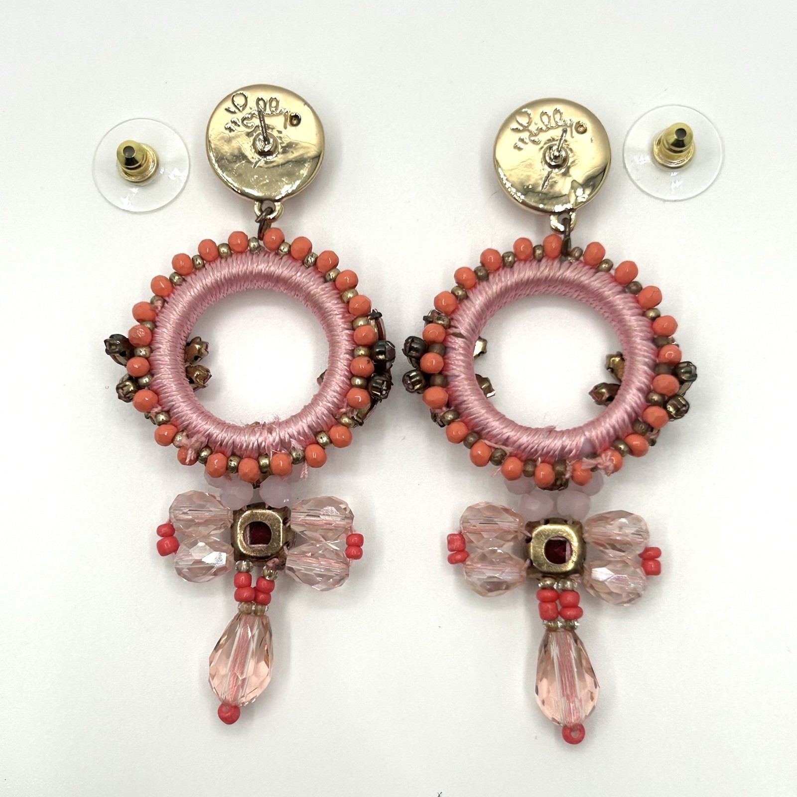 LILLY PULITZER Pink Coral Spritz Paradise Petals Statement Earrings No Tassels