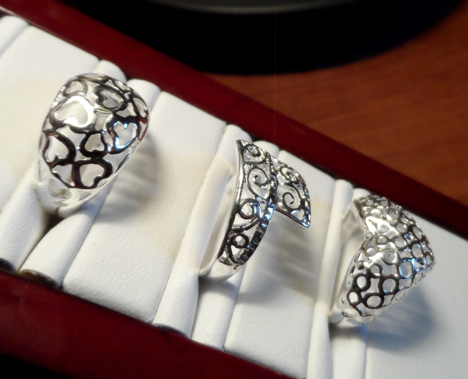 New FILIGREE HEART Ring 925 Silver sizes 7 7.5 8 8.5 bubble face Valentine Gift