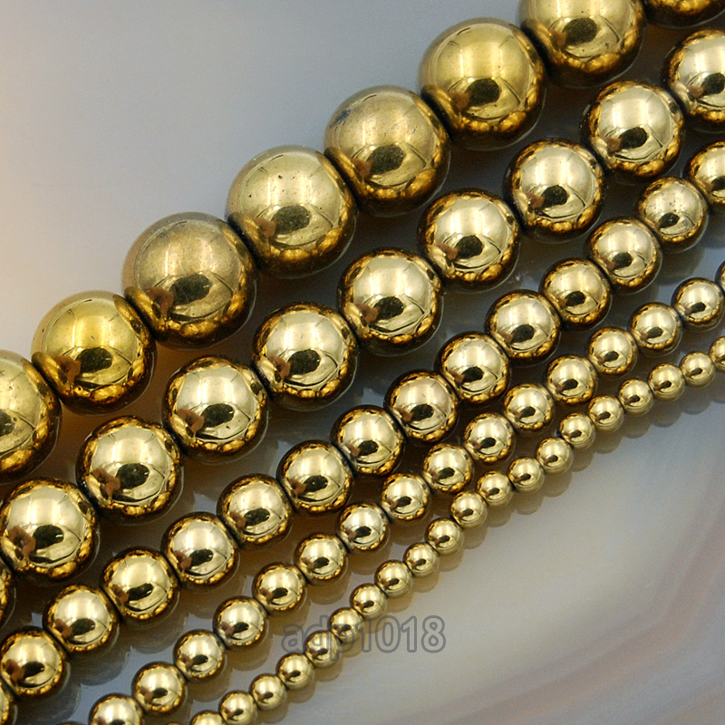 Natural Hematite Gemstone Round Beads 16″ Metallic Color 3mm 4mm 6mm 8mm 10mm