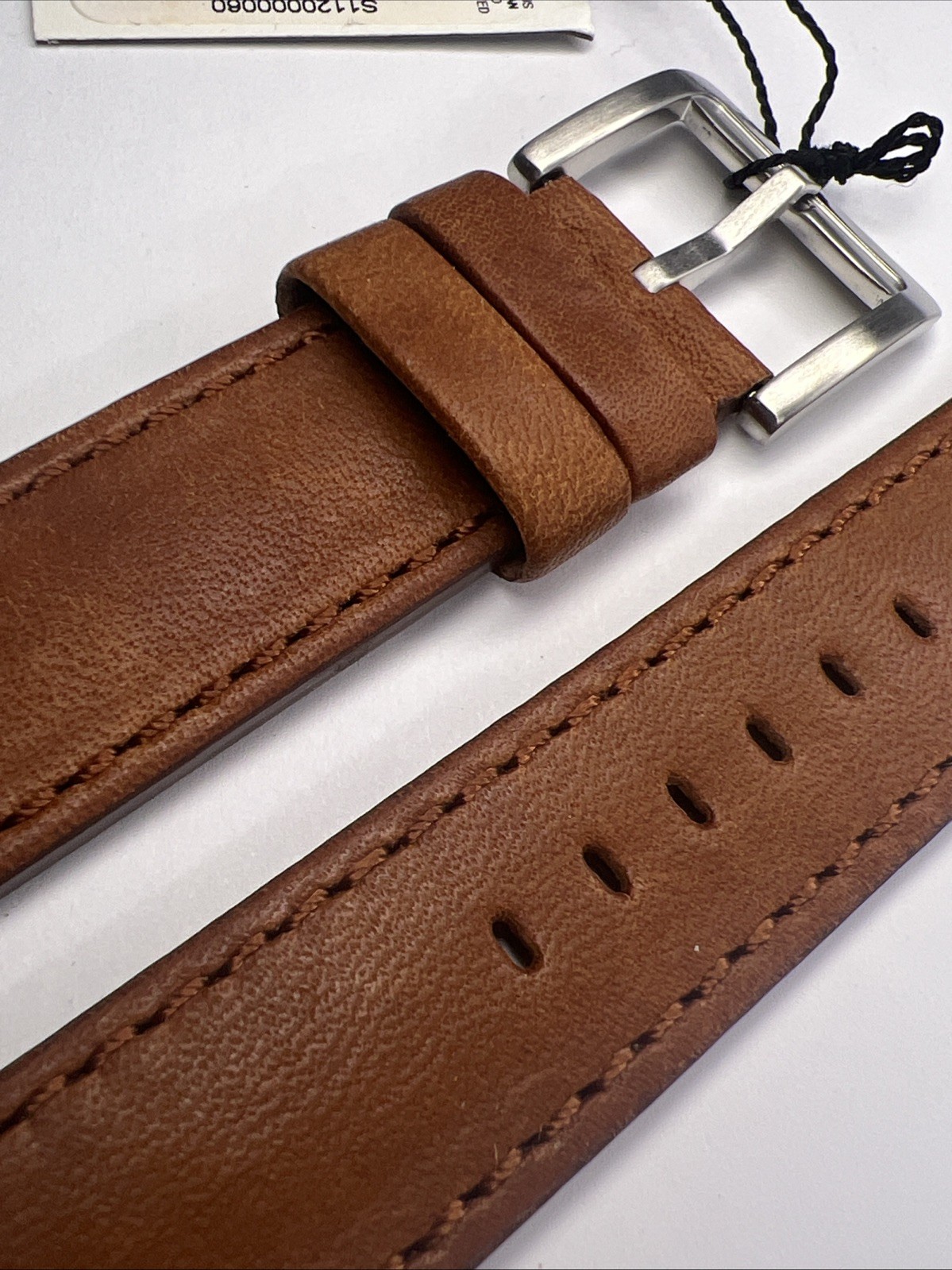 Filson Cognac Brown 22mm x 22mm Leather Watch Strap w/ Steel Tang Clasp