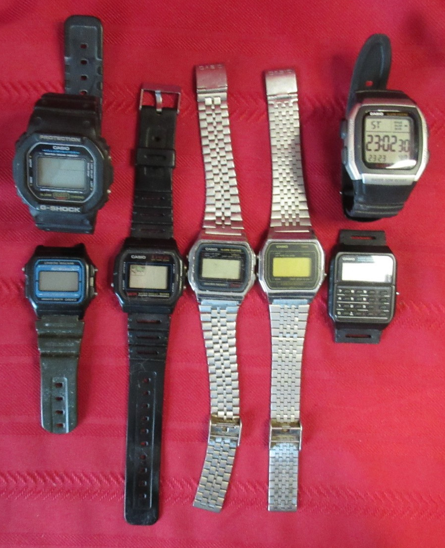 Vtg Casio Digital Watch Lot G-Shock Calculator CA53W W96H F105 A158W A153 Parts