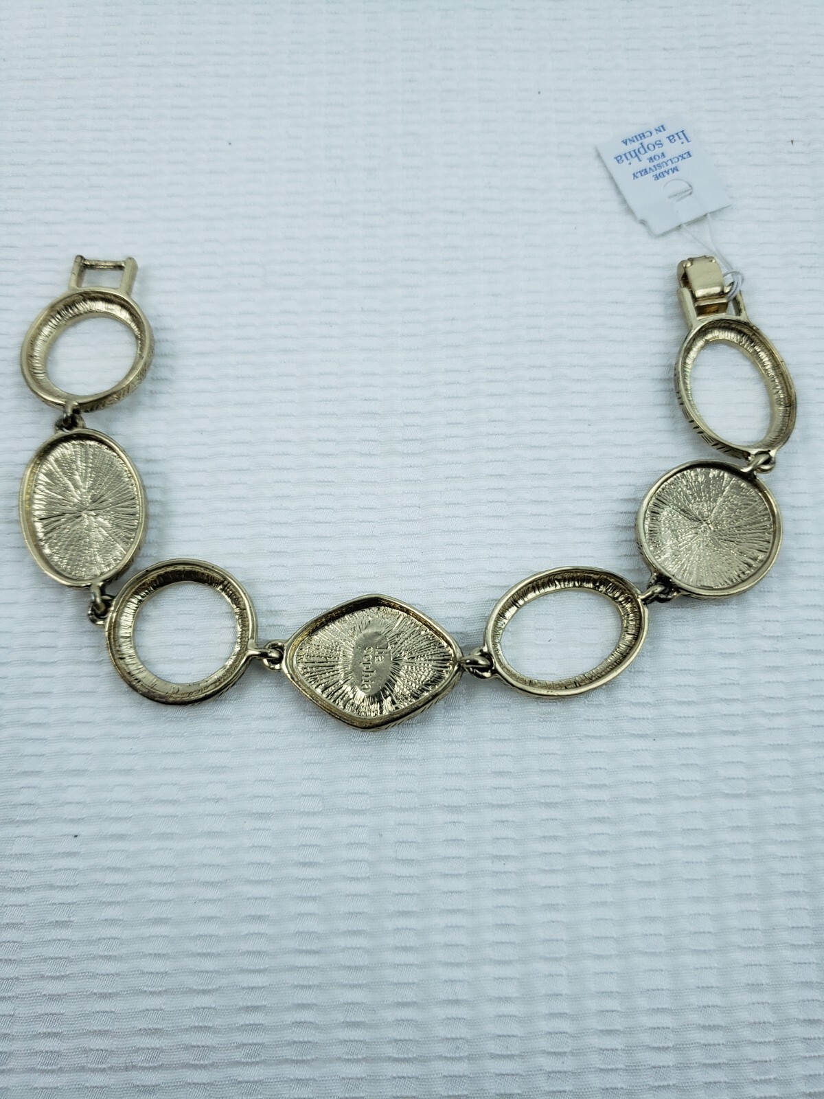 Lia Sophia Flexible Oval Linked Round Fold Over Closure Silver Bracelet 9″ Long